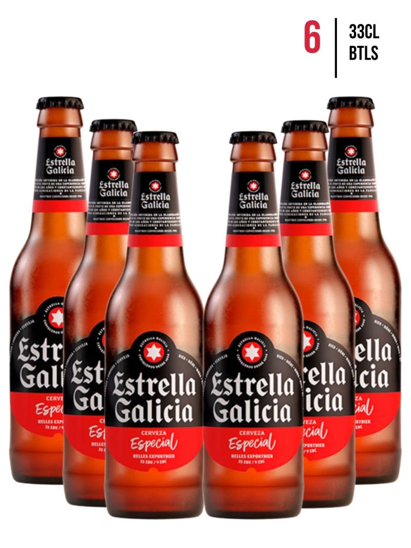 Estrella Galicia Beer Bottles [6-Pack]