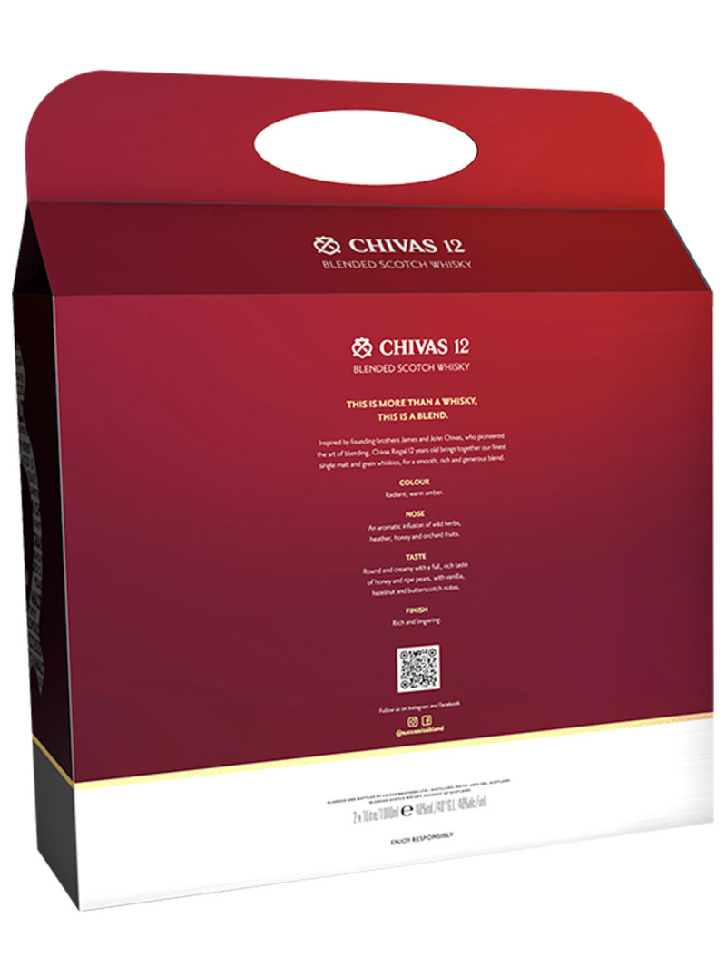 Chivas Regal Scotch Whisky Scotland 12YO Blended | 2L Twin-pack + 2 Complimentary Tumblers