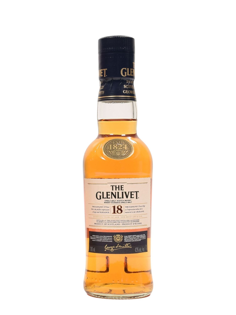 The Glenlivet 18 Year Old Single Malt Scotch Whisky 20cl Bottle